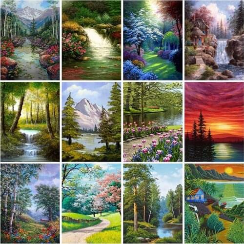 DIY Wood Creek 5D Diamond Painting Full Round Drill Scenic Diamond Embroidery Cross Stitch Mosaic Kits Wall Art Home Decor