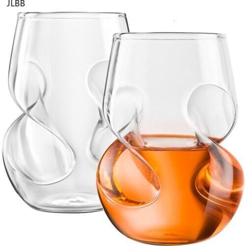 American Creativity Double Helix Spiral Old Fashioned Whiskey Glass Artistic Modeling Chivas Whisky Wine Glasses Tumbler Charms