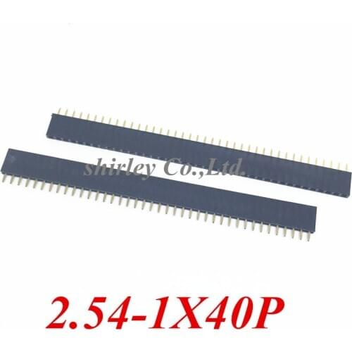 Free shiiping 20pcs 40P 2.54mm Female Header Single Row Straight Pin Socket 1*40pin Strip Pitch Connector 2.54-1X40P