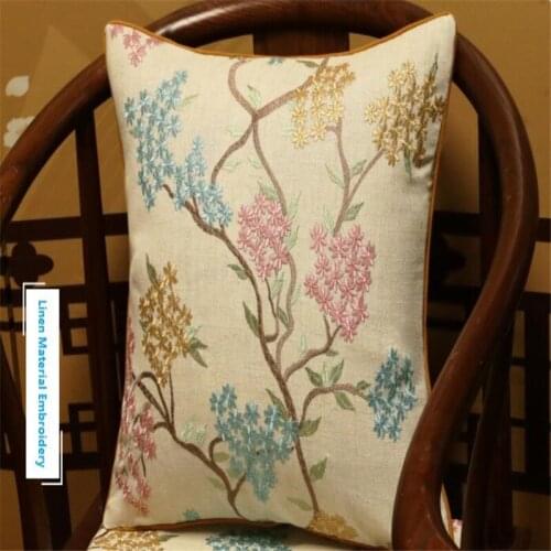 Free Shipping Pure Linen Throw Pillow With Inner 30x50cm Home Decorative New Year Gift Cushion Embroidery Bloster Chair Mat