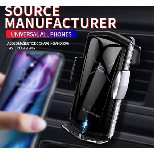 15w Qi Wireless Car Phone Holder charger Intelligent Infrared Fast Charger Stand Car Phone Holder for iPhone 12 Huawei