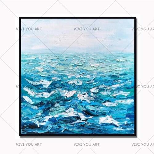 Large Sea View Palette Picture handmade Knife Oil Painting Handpainted Abstract Modern Canvas painting Home Hotel Office Decor