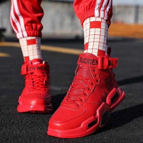 Big Number High Top Womens Sport Shoes Men Platform Sneakers Women Running Shoes Sports Sneakers Red Chausure Femme Walk B-674