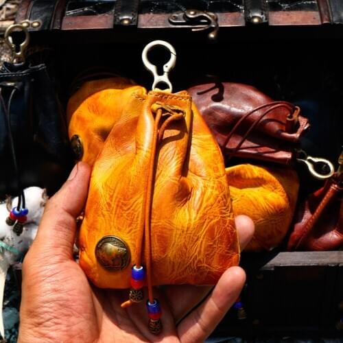 CDLQB1 Size 11 X 12cm Good Quality Cowhide Leather Key / Coin / Airphone Smart Bag