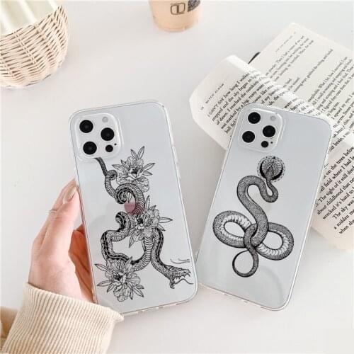 Snake Simple Soft transparent Phone Case for iphone SE 2020 6S 7 8 plus For iPhone 11 12 Pro Max Mini X XR XS Max Cover Shell