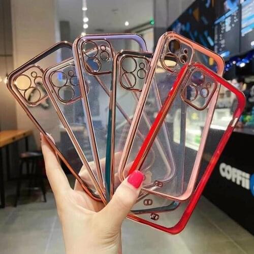 Colored Soft TPU Phone Case For Iphone12 mini 8 7 Plus Electroplating Silicone Phone Cover For Iphone XR X XS MAX 11ProMax 11pro