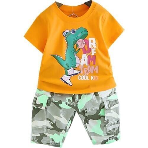Baby Boy Clothes Children Cotton Summer Cartoon Printed T-shirt Camouflage Shorts 2Pcs/sets Infant Outfit Kid Toddler Tracksuits
