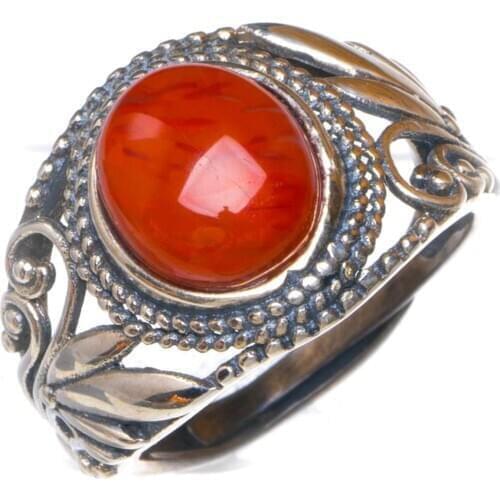 Natural Nanjiang Red Agate Opening Handmade 925 Sterling Silver Ring 8.25 D1087