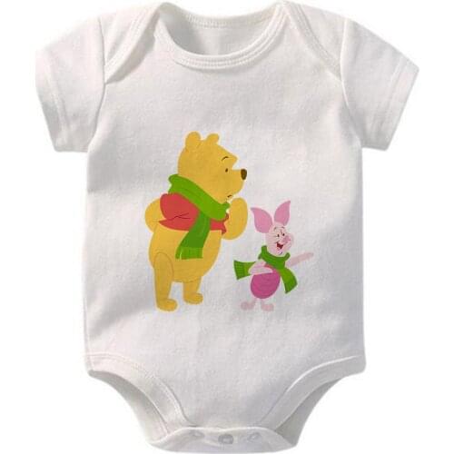 Winnie the Pooh Print Toddler Infant Jumpsuit Kid Baby Girl Boy Cloth Casual Outfits Playsuit Short Sleeve Disney Romper
