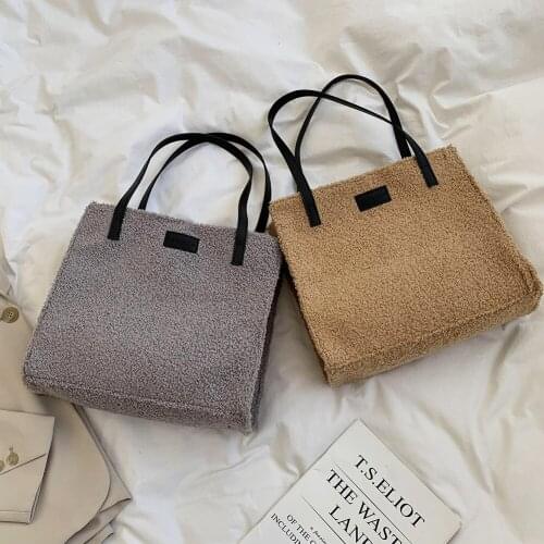 Fashion Exquisite Shopping Bag Casual Hit Color Daily Totes Women Fleece Shoulder Handbags Simple Underarm Bags