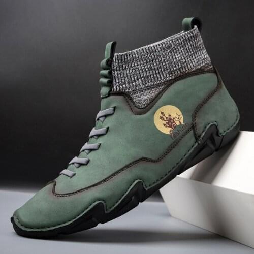 Fashionable Mens Leather Boots Mens Spring and Autumn Leather Shoes High-quality Two-layer Leather Comfortable Ankle Mens War