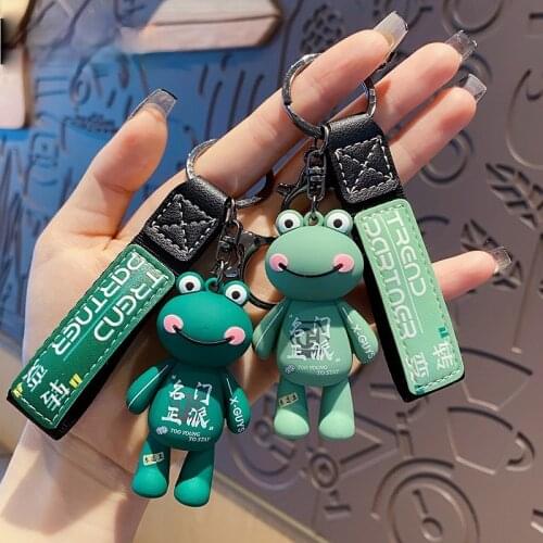 Cartoon Anime Keychain Fashion Graffiti Frog Charm Keychain Accessories Fashion Couple Friends Gift Bags Mobile Phone Keychain