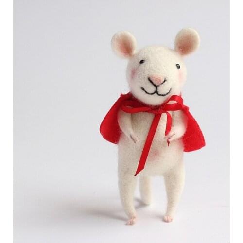 Mouse Love Cheese Needle Felting Kit for Beginner Handmade Wool for Felting Craft Kits DIT Set Felt Gift English Manual