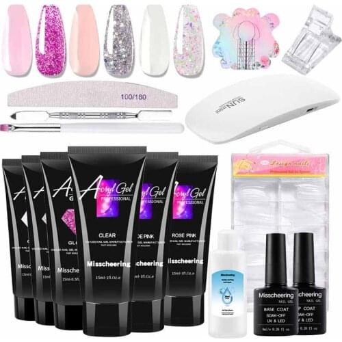 Nail Set UV LED Lamp Dryer With 6 Color Quick Extension Adhesive Kit Nail File Brush Extended Nail Mould Manicure Tools Set