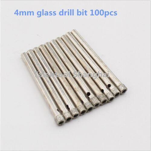 Tanlentool Diamond Coated Glass Core Hole Drill Bits Set for Glass Tile Marble Concrete Ceramic 4mmX100pcs drill bit
