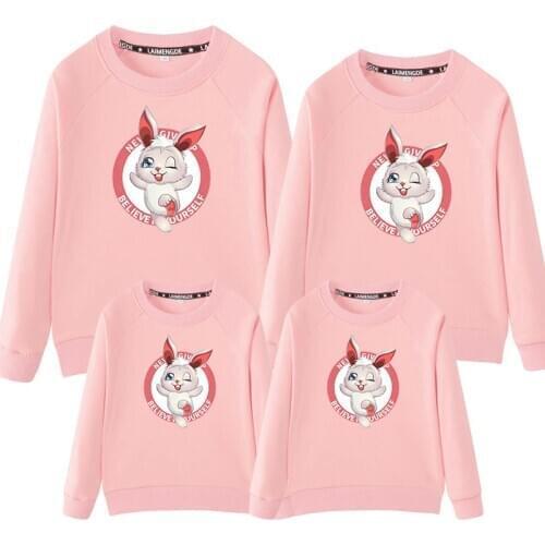 2021 New Fashion Coat Pattern Cartoon for Rabbit Family Matching Clothes Couple Clothes Winter Mother Father Kid Outwear