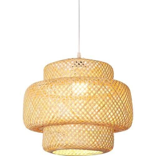 New Handmade Bamboo Lampshade Pendant Ceiling DIY Restaurant Aisle Lamp Shades Weave Hanging Light (Without Light Source)