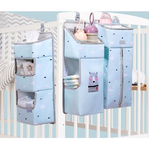 Portable Waterproof Baby Storage Organizer Crib Hanging Storage Bag Caddy Organizer for Baby Essentials Bedding Set Diaper Bag