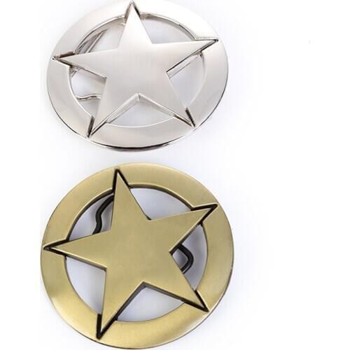 Western cowboy zinc alloy two-color five-pointed star belt buckle