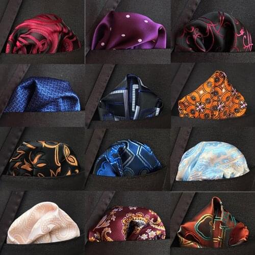 GUSLESON Mens Classic Red Purple Print Dot Silk Handkerchiefs Business Casual Square Pockets Wedding Hankies Gift for Man