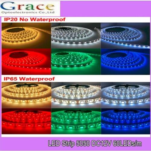 LED Strip 5050 Waterproof DC12V 60LEDs/m 5m/lot Flexible LED Light RGB 5050 LED Strip