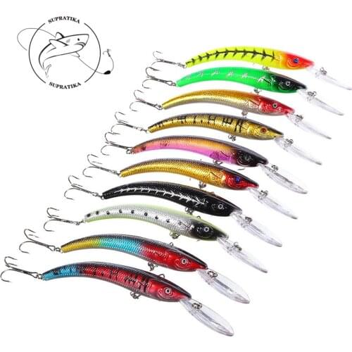 1PC Wobbler Trolling Fishing Lures 155mm/16.3g 3D Eyes Lifelike Crankbait Plastic Hard Baits Isca Artificial Bass Bait For Sea