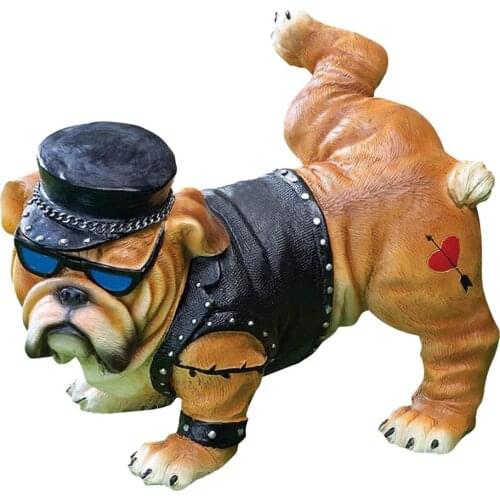 Funny Peeing Bulldog Resin Statue Outdoor Garden Courtyard Micro-landscape Decoration Home Desktop Ornaments Photo Props