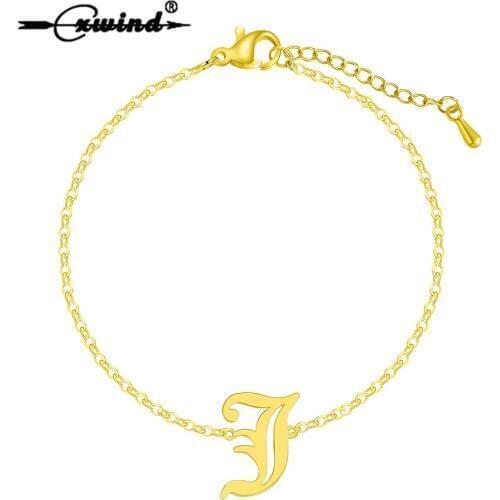 Cxwind Boho Letter J Charm Bracelet Femme Women Cuff Stainless Steel Chain Pulseira BFF Bracelets Bangles Jewelry