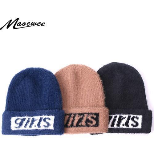 Winter Skullies Beanies For Men And Women Imitation Mink Hair Warm Hats Thick Knitted Outdoor Ski Cap Winter Beanie Hat Bonnet