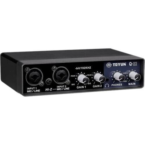 Q-22 Sound Card Professional HiFi AD and DA Converters with A Resolution of 24 Bits / 192Khz Sound Card for Pc