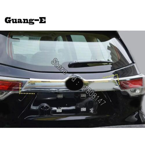For Toyota Highlander 2018 2019 2020 car sticker trunk detector Rear license frame plate trim Strip bumper hoods parts 1pcs