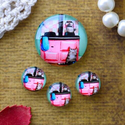 12mm 25mm 14mm 16mm 18mm 20mm Photo Glass Cabochons Round Cameo Set Handmade Settings Stone Cartoon 05