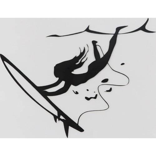 14.4CM*11.9CM Fashion Surfboard Extreme Sports Decal Vinyl Car Sticker Silhouette Black/Silver