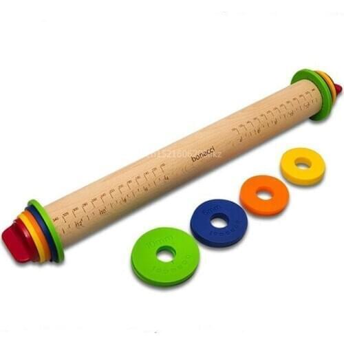 16%,Wooden Baking Stick Rolling Pin Fondant Adjustable Rolling Pins MultifunctionThickness Embossing Patterned Cake Tools