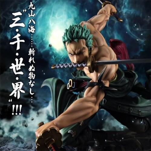 2019 Zoro SA-MAXIMUM Three Thousand World Ver. PVC Action Figure luffy Roronoa Zoro Collection Model Toys 18cm