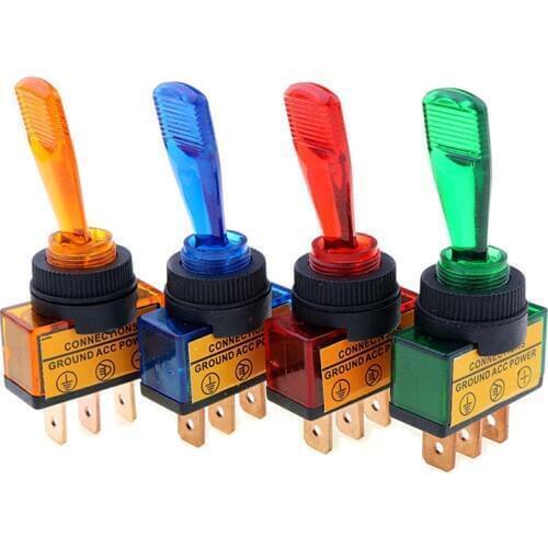 4PCS Automotive Toggle Switch 3 Pin ON-OFF with lamp DC 12V 20A