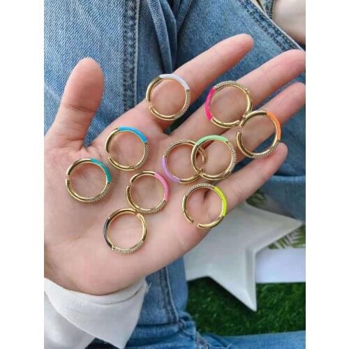 5Pcs Top quality cz crystal micro pave colorful ring gift,unique design fashion gold plated ring jewelry multi models