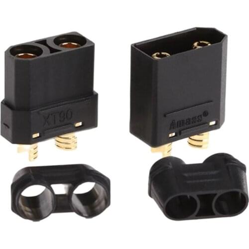 6PCS AMASS XT90H with Protective Insulating End Cap Connector Male Female XT90 Black Lipo Battery Plug for RC Electric Vehicle