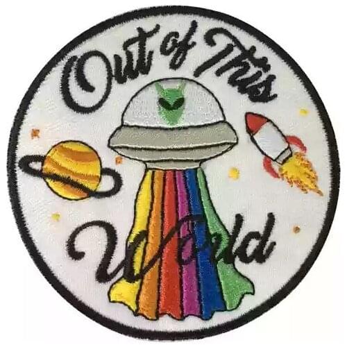 7.8cm Out of This World Patches Iron on Patch for Kids Clothes Jeacket Round UFO Planet Badge Embroidery Applique Decora Patches