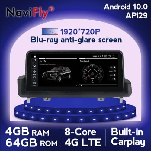 NaviFly 4GB Android 10.0 Car GPS Stereo Head Unit For BMW 3 Series E90 E91 E92 E93 10.25 Inch IPS Screen Car Multimedia Video