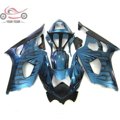 Free Custom Chinese fairings for Suzuki K3 2003 2004 GSXR1000 black flames Injection motorcycle fairing bodywork 03 04 GSXR 1000