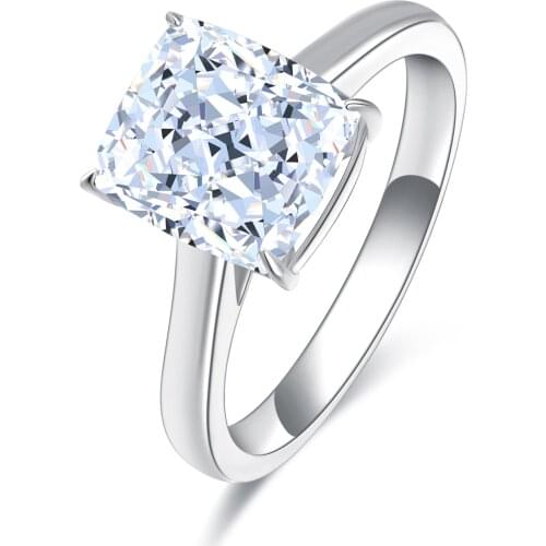 Big Gemstone Style Jewelry Wedding Band 3.0ct Cushion Shape Pink Diamond 925 Sterling Silver Rings