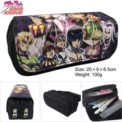Anime JoJos Bizarre Adventure Kujo Jotaro Large Capacity Pencil Case Stationery Storage School Pen Box Bag Props Cosplay Gift