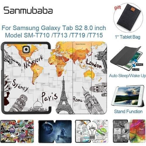 Sanmubaba Case For Samsung Galaxy Tab S2 8.0 inch Slim PU Leather Flip Stand Cover Smart Tablet Case funda T710 T713 T715 T719