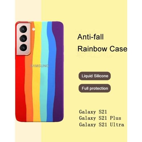 Rainbow Color Case for Samsung Galaxy S21 Plus s21 Ultra Phone Case Gradient Silicone Cover S21+ S21Ultra Protective Case Shell