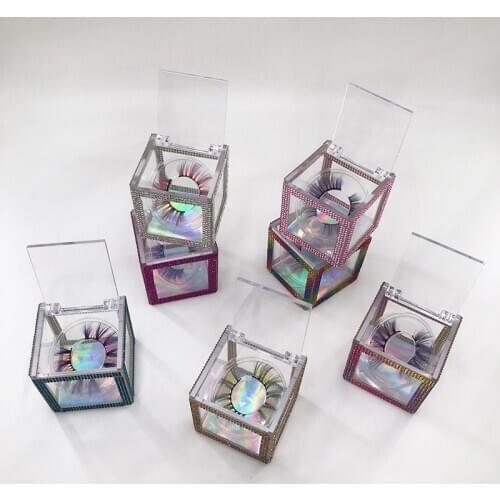Cube Lashes Package Colorful Diamond Lash Case Dramatic Glitter Custom Private Label LOGO Free Shipping