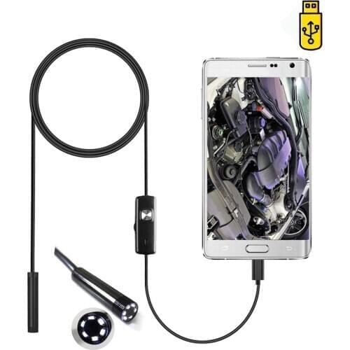 7mm Endoscope Camera Flexible IP67 Waterproof Micro USB Inspection Borescope Camera for PC Notebook 6LEDs Adjustable