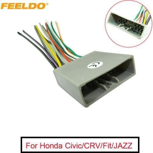 FEELDO 1PC Car CD Player Radio Audio Stereo Wiring Harness Adapter Plug for Honda 06-08/Civic/Fit/CRV/ACURA #FD-2956