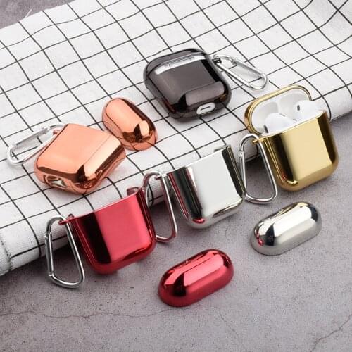 Electroplate Shining Plating Hard Case For AirPods 1 2 Bluetooth Earphone Protect With Buckle Earphone Cases Protective Cover
