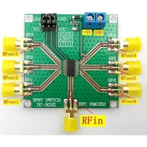 HMC252 DC-3 GHz RF Single Pole Six Throw Switch RF Switch Non-reflective SP6T Switch